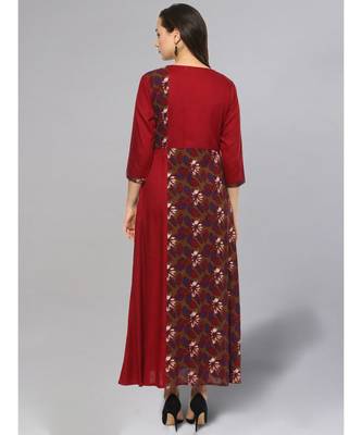 Printed Maroon Patched Kurta 3