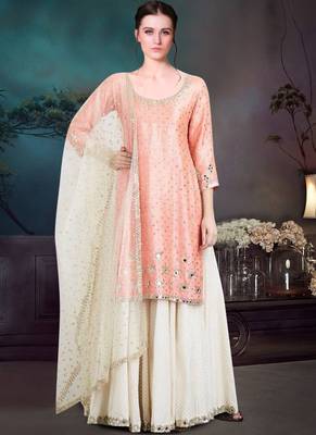 Baby Pink Satin Pakistani Salwar Kameez 1