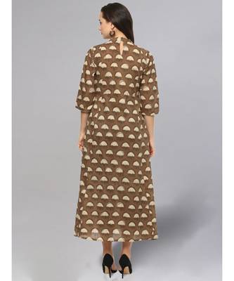 brown Colour Pleated Flared Kurta 3