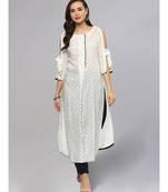 Printed White Straight Kurta