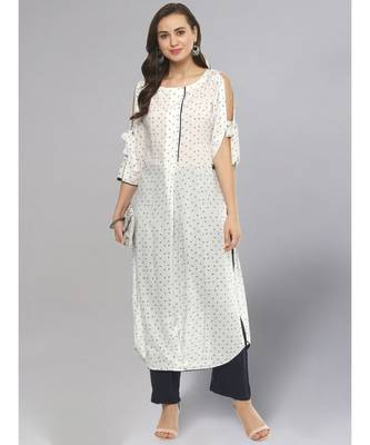 Printed White Straight Kurta 2