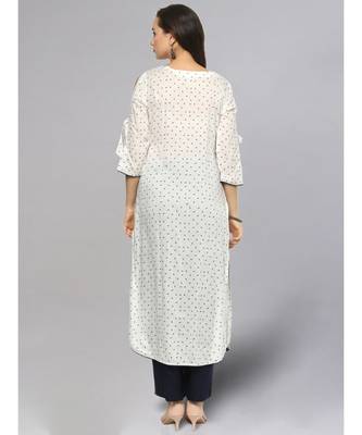 Printed White Straight Kurta 3
