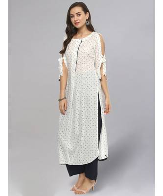 Printed White Straight Kurta 4
