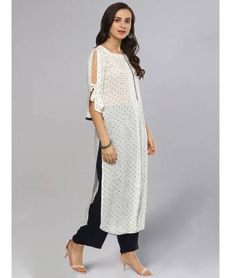 Printed White Straight Kurta 5