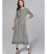 Striped Black & White Flared Kurta