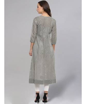 Striped Black & White Flared Kurta 3