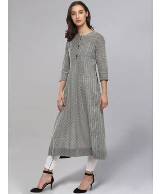 Striped Black & White Flared Kurta 4