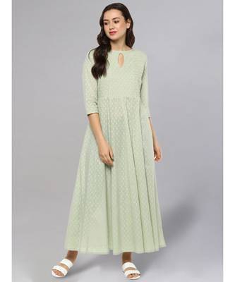 Sage Green Textured Anarkali 1