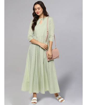 Sage Green Textured Anarkali 2