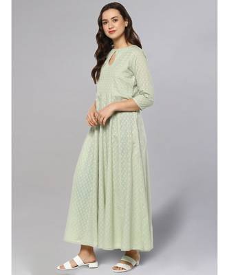 Sage Green Textured Anarkali 4