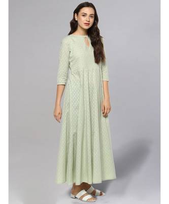 Sage Green Textured Anarkali 5