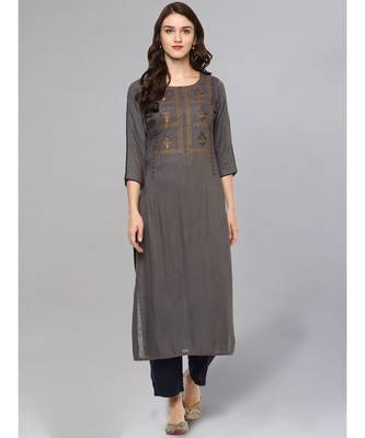 Grey Embroidered Kurta 1