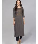 Grey Embroidered Kurta