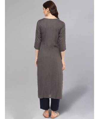 Grey Embroidered Kurta 3