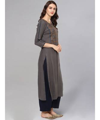 Grey Embroidered Kurta 5