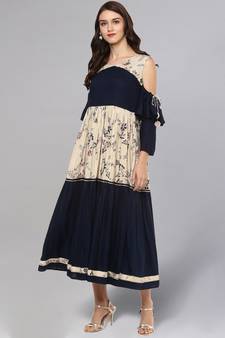 Printed & Solid Frilled Kurta