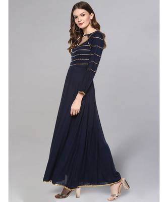 Navy Blue A Line Kurta 4