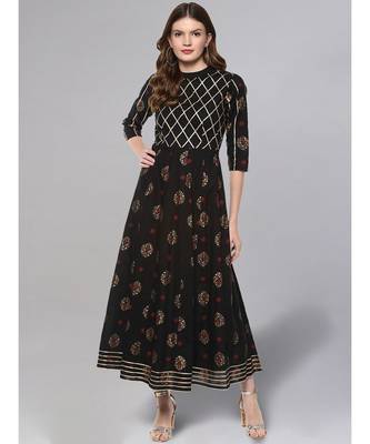 Gold Print Anarkali Kurta 1
