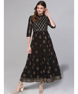 Gold Print Anarkali Kurta 2
