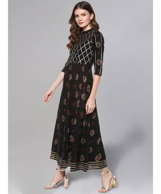 Gold Print Anarkali Kurta 4