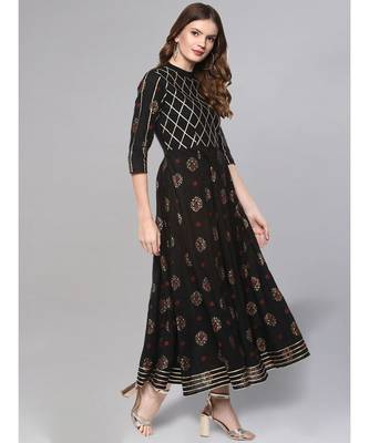 Gold Print Anarkali Kurta 5