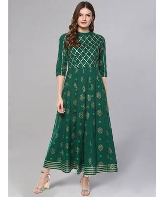 Gold Print Anarkali Kurta 1