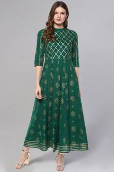 Gold Print Anarkali Kurta