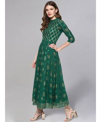 Gold Print Anarkali Kurta 4