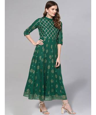 Gold Print Anarkali Kurta 5