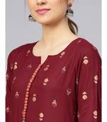 Maroon Gold Print A Line Kurta