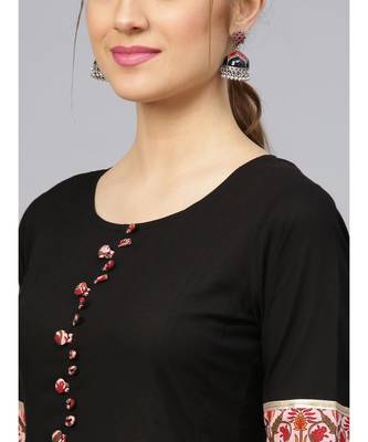 Black Anarkali Kurta With Jaal Print Border 2