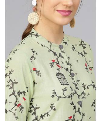 Sage Green Printed A Line Kurta 2