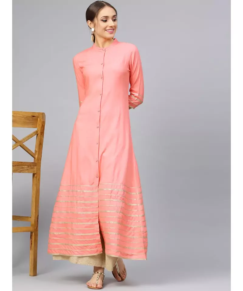 Peach A Line Kurta