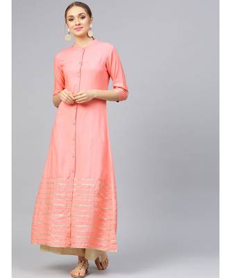 Peach A Line Kurta 3
