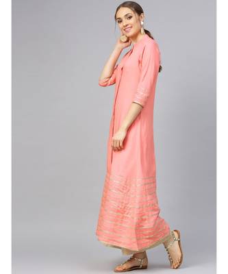 Peach A Line Kurta 4