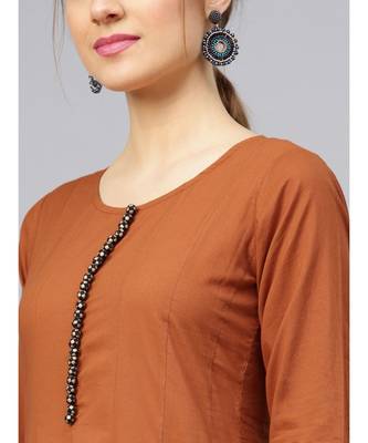 Rust Anarkali Kurta With Printed Border 2