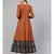 Rust Anarkali Kurta With Printed Border