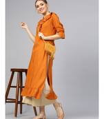 Rust Solid Straight Kurta