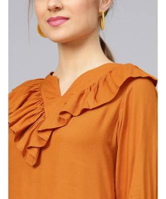 Rust Solid Straight Kurta 2