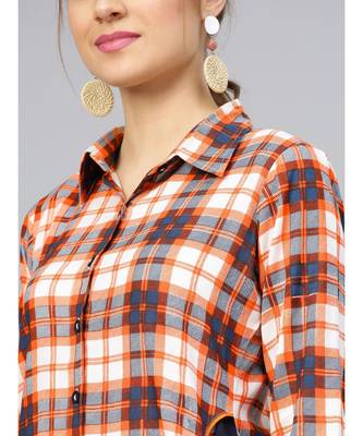 Checkered Print Front Slit Kurta 2