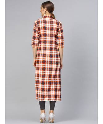 Checkered Print Front Slit Kurta 5