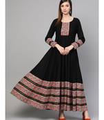 Black Anarkali Dress With Printed Borders