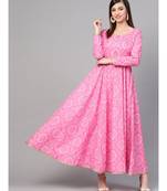 Pink Bandhani Print Flashed Dress