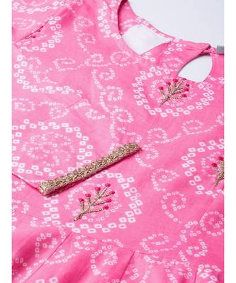 Pink Bandhani Print Flashed Dress 2