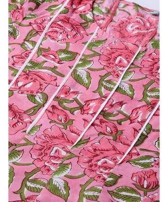 Pink Hand Block Floral Print Dress 2