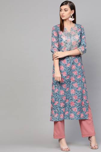 Blue Jaal Print Kurta