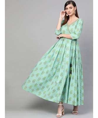 Turquoise Blue Printed Dress 1