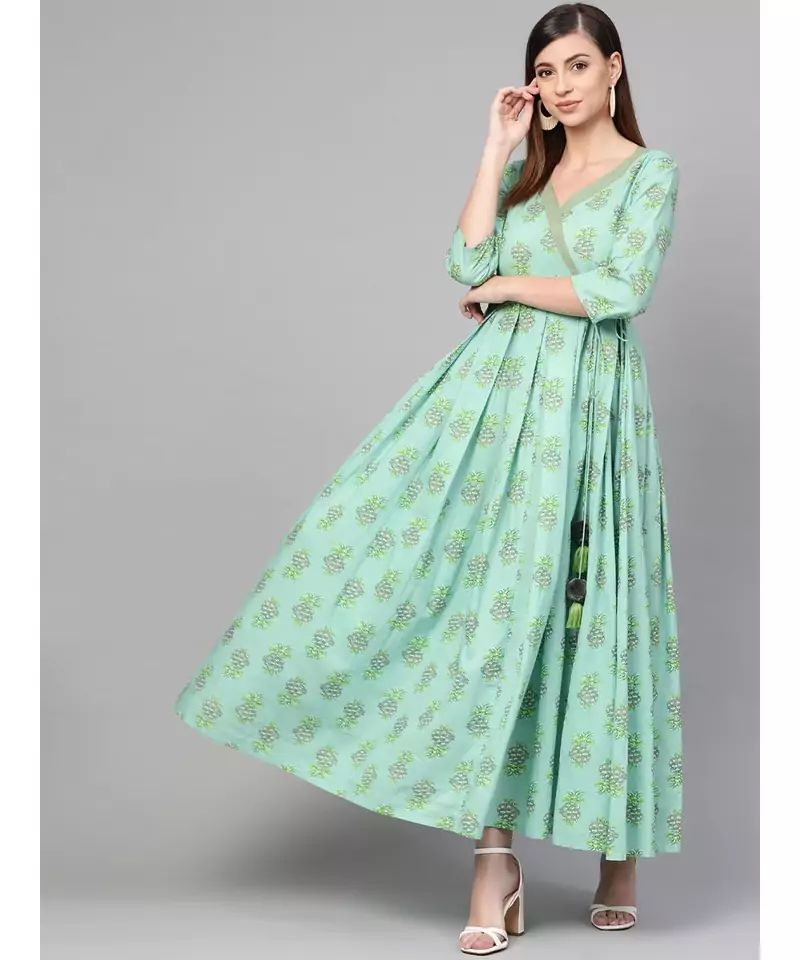 Turquoise Blue Printed Dress