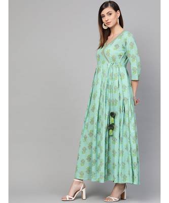 Turquoise Blue Printed Dress 3