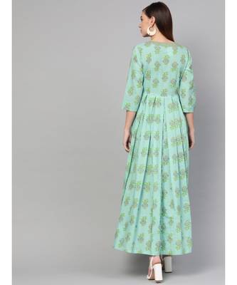 Turquoise Blue Printed Dress 4